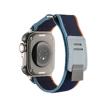 Mobilteam Apple Uyumlu  Watch Ultra 49mm Hasır Kordon Krd-106 Strap Kayış-lacivert