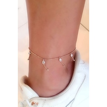 Zirkon Taş Detaylı 925 Ayar Gümüş Üzerine Rose Altın Kaplama Trend Halhal Diğer 85688245