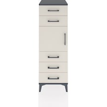 Hyperion Dolap Tek Raflı 5 Çekmeceli Tek Kapaklı 44x44x134 Antrasit-aytaşı Antrasit