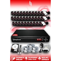 Bayicam 32 Kameralı Panda 32 Dış Kamera Set 100 GB HDD Full HD Gece Görüşlü Güvenlik Kamerası Sistemi