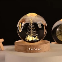 Kişiye Öze Lağaç Temalı Renk Değiştiren Işıklı Cam Küre 6cm