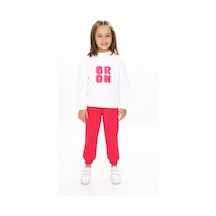 Toontoy Kids Toontoy Kız Çocuk Yarım Balıkçı Yaka Grow Baskılı Eşofman Takım Koyu Fuşya