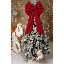 Kurdele Yıllbaşı Ağaç Süs Noel Dev Kırmızı Fiyonk 55x150 Cm Büyük Kırmızı - 799209756