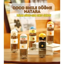 Cocosmile 580ml Silikon Gövde Düğme Desenli Rahat İçim Tritan Çocuk Matarası Mavi