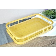 Premium Bambu Serisi 38x26 Cm Çitli Diktördgen Tepsi