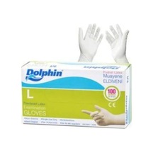 Dolphin Pudralı Latex Muayene Eldiveni 100'lü