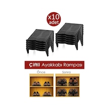 10'lu Çiftli Ayakkabı Düzenleyici Ayakkabı Rampası Siyah