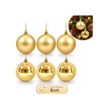 8 Cm Mat Parlak Gold Top 6'lı - Yılbaşı Süsü