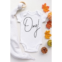 Babylimon Unisex Bebek Beyaz Omg Desenli Kısa Kol Body Beyaz - 132151353 Beyaz