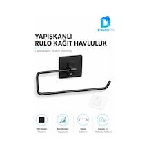 Yapışkanlı Rulo Kağıt Havluluk Mat Siyah Delmeden Montajlı Mutfak Banyo Havlu Askısı