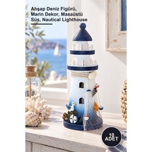 10 Adet Ahşap Marin Deniz Feneri Ahşap Deniz Figürü, Marin Dekor, Masaüstü Süs, Nautical Lighthouse 1