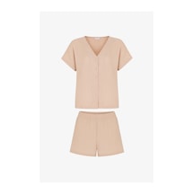 Penti Pastel Bej Ella Muslin Kısa Kollu Şort Pijama Takımı