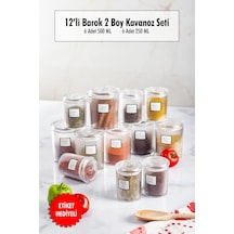 12'li Barok Yuvarlak 2 Boy Kavanoz Seti & Saklama Kabı & Erzak Kabı 6 500 Ml,6 250 Ml