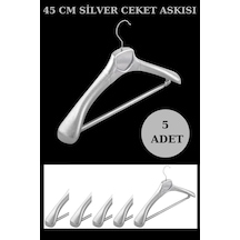 Ceket Askısı Plastik A Kalite Gümüş Kaplama Kıyafet Takım Elbise Askısı 5 Adet Diğer