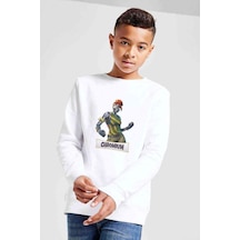 Tshirthane Chromium Fortnite Baskılı Unisex Çocuk Beyaz Sweatshirt Beyaz