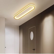 Eskitme Gold 60x16 cm Oval Avize 3000K Sarı Işık Led Tavan Lambası