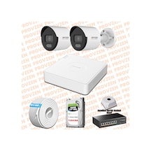 Provzen Hikvision 2 Ip Kamera 7/24 Renkli Mikrofonlu Güvenlik Kamerası Olay Anında Bildirim