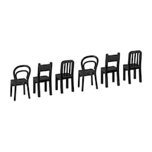 6 Adet Sandalye Formlu Duvar Askısı Yükseklik 12 Cm 6'lı Set Duvar Kancası Plastik Siyah Askı Siyah - 680854866 Siyah