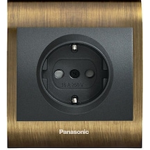 Viko Panasonic Thea Blu Topraklı Priz, Çerçeve Antique+dore, Kapak Füme