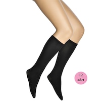 Kadın 12 Adet Mikro 70 Dizaltı Kadın Çorap Siyah 500-36-40
