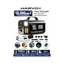 Harvox Süpürgeli Jump Starter Akü Takviye Cihazı 18.000mah 10 İn 1 Powerbank, Hava Kompresörü, Lcd Ekran,