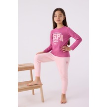 U.s. Polo Assn. 1966 Garson Authentic Brand Kız Çocuk Leylak Uzun Kol Pijama Takım Leylak