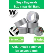 Sızdırmaz Suya Dayanıklı Gri Renk Çok Amaçlı Tamir Ve İzolasyon Bandı 10m 5 Adet