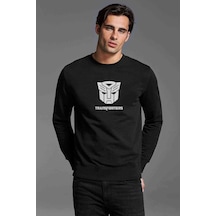 Transformers Baskılı Siyah Erkek Örme Sweatshirt (528529806)