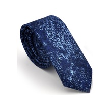 Gaffy Mavi Lacivert Karışık Desenli Dokuma Kumaş Mendilli Slim Fit Kravat // Sdk230907 Lacivert - Mavi