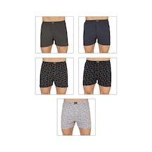 Özkan Underwear Özkan 11810 5'li Paketli Erkek Pamuklu Esnek Yumuşak Desenli Penye Boxer Şort Külot DESENLİ