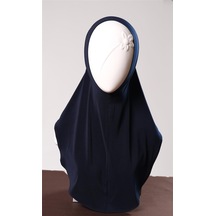 Lacivert Pratik Hazır Geçmeli Genç Tesettür Bone Sandy Kumaş Düz Hijab 2312 02 Lacivert