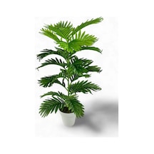 Yapay Çiçek Tropik Areka 80cm 23 Yapraklı Salon Çiçeği Beyaz Saksılı Yapay Bitki