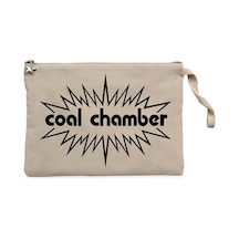 Coal Chamber Logo Krem Clutch Astarlı Cüzdan / El Çantası Krem