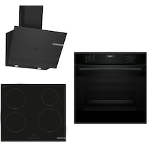 Bosch HUA717BA0T - PUE611BB5E - DWK67PJ60T İndüksiyon Ocaklı Siyah 3 Lü Ankastre Set 637