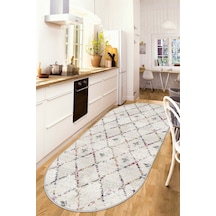 West Home Dijital Baskı Yıkanabilir Kaymaz Taban Leke Tutmaz Oval Mutfak Halısı Salon Halısı Ve Yolluk Wh 464 White Oval
