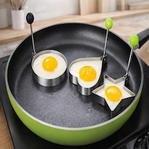Kalp,yıldız,yuvarlak Şekilli Yumurta Kalıbı Saplı Saplı Omlet Ve Pancake Şekillendirici Kalıp Yapışmaz Tavaya Uyumlu, Burger, Sandviç, Omlet Ve Pancake İçin Pişirme Halkası 3 Lü Set Çok Renkli