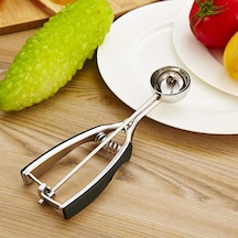 Cbtx Paslanmaz Çelik Silikon Siyah Saplı Dondurma Kaşığı, Boyut: 55mm