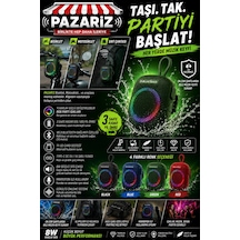 Wıreless Bluetooth Portable Speaker Bs-296 8w Rgb Kablosuz Hoparlör Scooter Ve Bisiklet Uyumlu Bluetooth Hoparlör Taşınabilir Şarjlı Rgb Işıklı 1800 Mah Ipx7 Su Geçirmezlik Dış Mekan Hoparlör