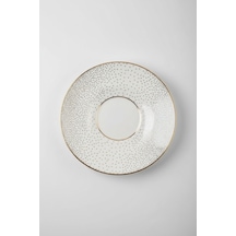 6 Kişilik Noktalı Altın Yaldızlı Çay Tabağı 12cm Beyaz