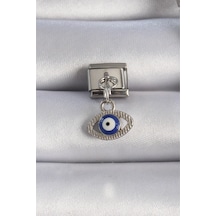 316l Çelik Gümüş Renk Sallantılı Göz Figür Nazar Boncuk Detay Nomination Charm