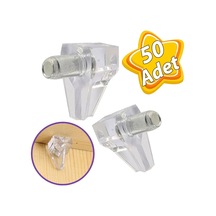 Kristal Raf Pimi Şeffaf Cam Ahşap Metal Raf Tutucu Çivisi Mobilya Dolap Pimi 50 Adet