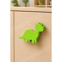 8 Adet - Yeşil Dinozor Dolap Kulpu - Modern Çocuk, Bebek Odası Mobilya Kulpu Kulp Vidası Dahildir Sarı