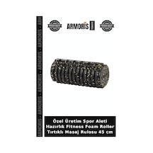 Özel Üretim Spor Aleti Hazırlık Fitness Foam Roller Tırtıklı Masaj Rulosu 45 Cm Siyah - Sarı