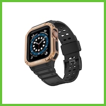 Bezos Watch 42mm Uyumlu Kr401 Silikon Kordon - Siyah-rose Dmc