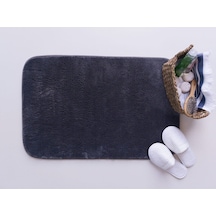 Puffy Yumuşak Banyo Paspas 40 X 60 Kaymaz Ekstra Yumuşak Antrasit Beyaz