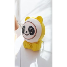 Sevimli Panda Bebek Çocuk Odası Gece Lambası, Prize Tak Çalıştır Anahtarlı, 2 Watt Beyaz Işık Ledli Sarı