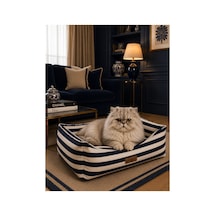 Kedi Ve Köpek Yatağı Kafa Destekli Kaydırmaz Taban Yıkanabilir Fermuarlı Minder %100 Boncuk Elyaf Lacivert - 880945559 L