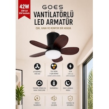 42w Tavan Vantilatörü Led Avize Armatür 64cm 5 Kanat 6 Kademeli Fan Ters Dönüş Ve Gece Lambası Modu Uzaktan Kuman