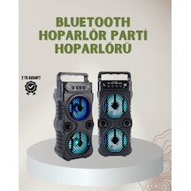 1200 Mah Şarjlı Led Işıklı Bluetooth Hoparlör - Fm Radyolu Hafıza Kart Destekli Renkli