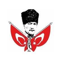 Atatürk Ve Türk Bayrağı Sticker 20 Cm Yapıştırma